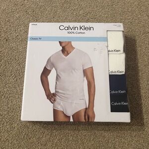 Calvin Klein Men's Black & White V-Neck Undershirts 4-Pack